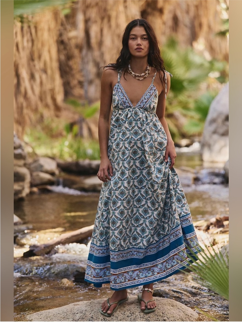 NWT Free People Sorrento Stroll Maxi Dress-Ivory Combo